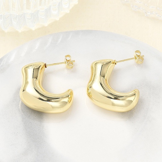 Brass Stud Earrings for Women, Nuggets, Half Hoop Earrings