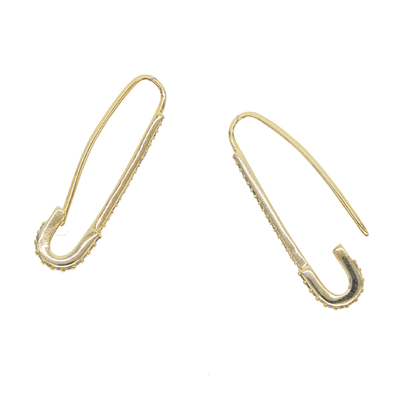 Messing Creolen, Bleifrei und cadmium frei, mit Strass, Sicherheitsnadel Form