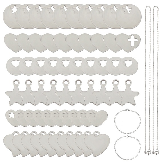 Unicraftale DIY 304 Edelstahl Armbänder & Halsketten Kits, mit Anhängern, Figaro Kettenarmbänder, Kabelkette Halskette