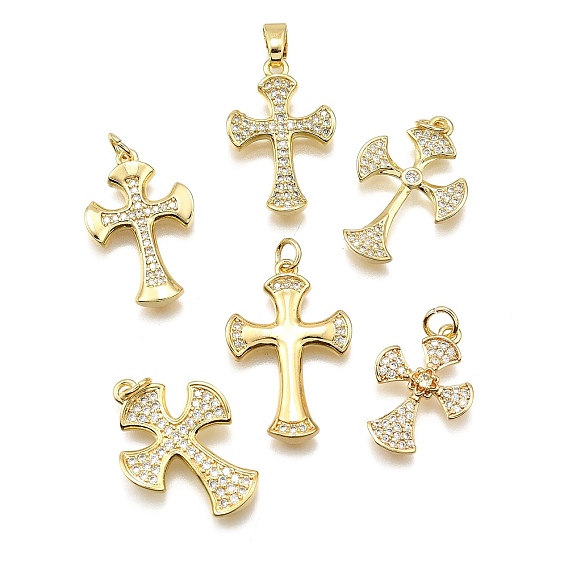 Латунные микро проложить кубического циркония подвески, крестик, долговечный, без свинца и без кадмия, с целью перехода в кольце