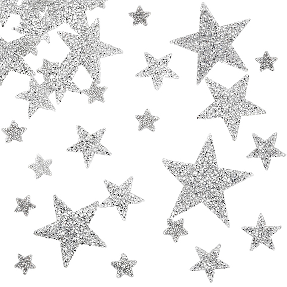 24шт. 4 стили: стразы из смолы, термоклеящиеся стразы, пришивные/приклеиваемые утюгом нашивки на ткань, звезда