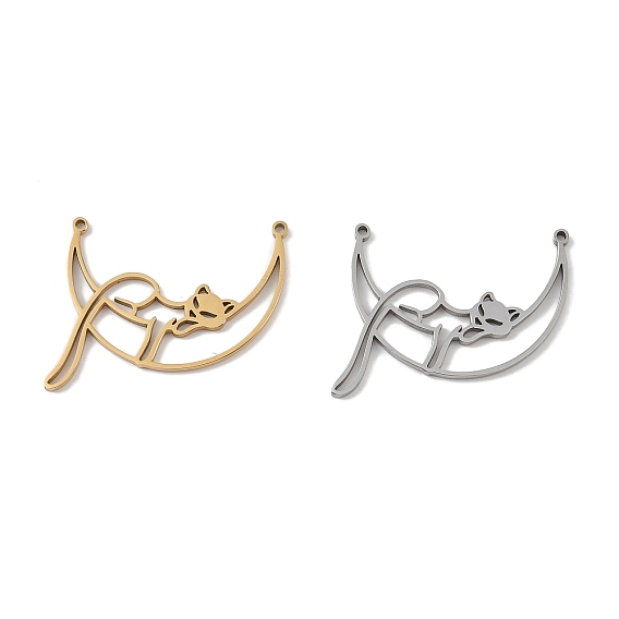 304 подвески из нержавеющей стали, лазерная резка, Полая луна с подвеской в виде лисы