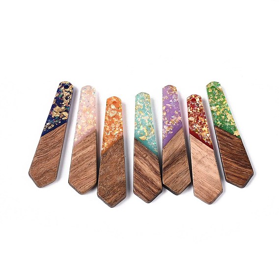 Подвески из непрозрачной смолы и орехового дерева, подвески для галстука, с блестящей пудрой и золотой фольгой