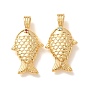 Micro latón allanan colgantes cúbicos del zirconia, encantos de pescado, chapado en rack, larga duración plateado, sin plomo y el cadmio, real 18 k chapado en oro