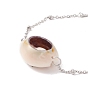 Natural Cowrie Shell Link Bracelet with Satellite Chain for Women, Stainless Steel Color