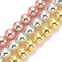 Electroplate Non-magnetic Synthetic Hematite Beads Strands, Grade AAA, Long-Lasting Plated, Round