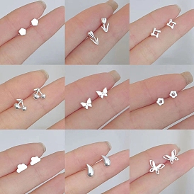 Alloy Earrings for Women, with 925 Sterling Silver Pin