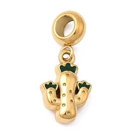 304 европейские подвески из нержавеющей стали с зеленой эмалью, подвески с большими отверстиями в виде кактусов, ионное покрытие (ip)