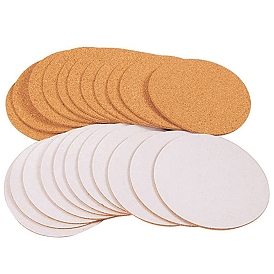 Cork Drink Coasters, with Self-adhesive, Flat Round