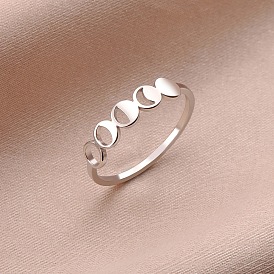 Stainless Steel Finger Ring, Hollow Moon Phase
