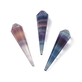 Natural Fluorite Beads, Half Drilled, Faceted, Cone
