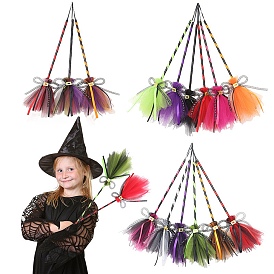 Halloween Witch Broom Ornament, with Grenadine, for Halloween Broomstick Witches Broom