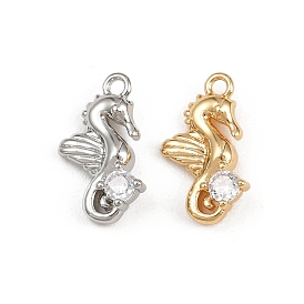 Латунные микро проложить кубического циркония прелести, морской конек