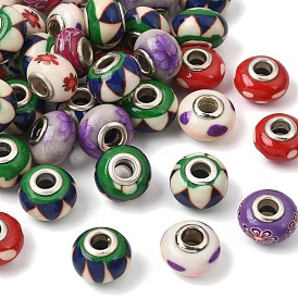 Полимерная глиняная рулетка большая дыра rondelle европейские бисер, с двойными медными сердечниками с серебряным покрытием