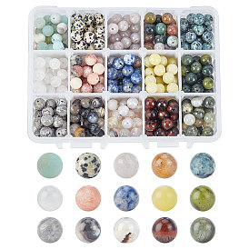 375piezas 15 estilo mezclas naturales cuentas redondas de piedras preciosas