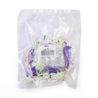 Rectangle with Butterfly Organza Gift Bags, Jewelry Packing Drawable Pouches, with Vacuum Packing, 7x9cm