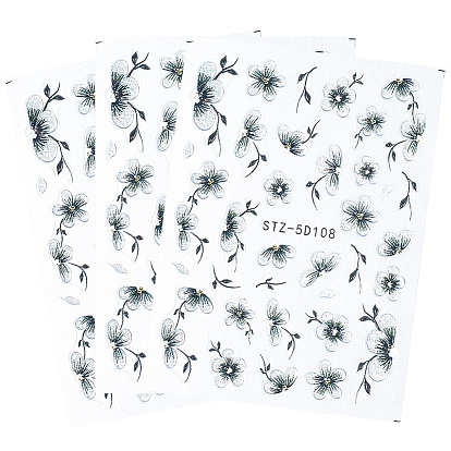 3 шт. самоклеящиеся наклейки для дизайна ногтей из АБС-пластика с цветочным рисунком, украшение для украшения ногтей