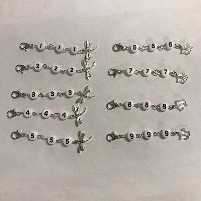 Decoración colgante de aleación de libélula y estrella acrílica, con cuentas acrílicas y cierres de pinza de langosta