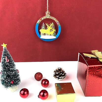DIY Christmas Deer Pendant Food Grade Silicone Molds, Resin Casting Molds, for UV Resin, Epoxy Resin Jewelry Making