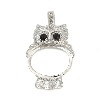 Сеттинги для кулона (кабошонов), латунь , настройки открытой спины, очарование совы, со стразами