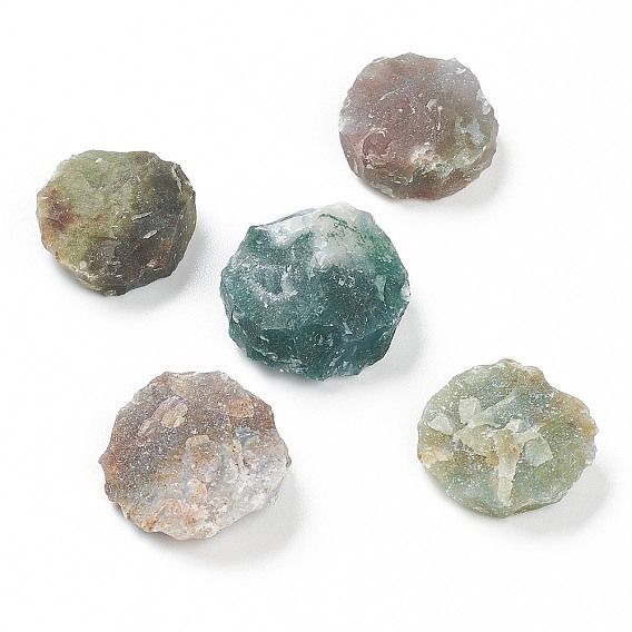 Грубые необработанные бусины из натурального мохового агата, для акробатики, украшение, полирование, обмотка провода, исцеление кристаллами викки и рейки, нет отверстий / незавершенного, плоско-круглые