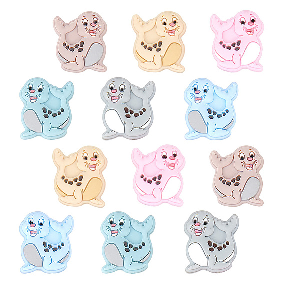 12 шт 6 цвета морские собаки пищевые экологически чистые силиконовые бусины, изготовление ожерелий diy