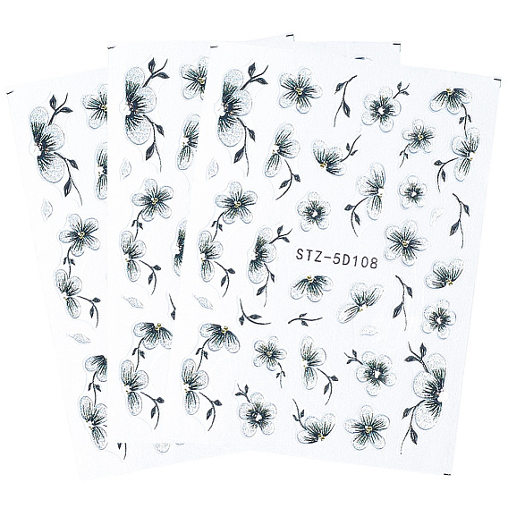3 шт. самоклеящиеся наклейки для дизайна ногтей из АБС-пластика с цветочным рисунком, украшение для украшения ногтей