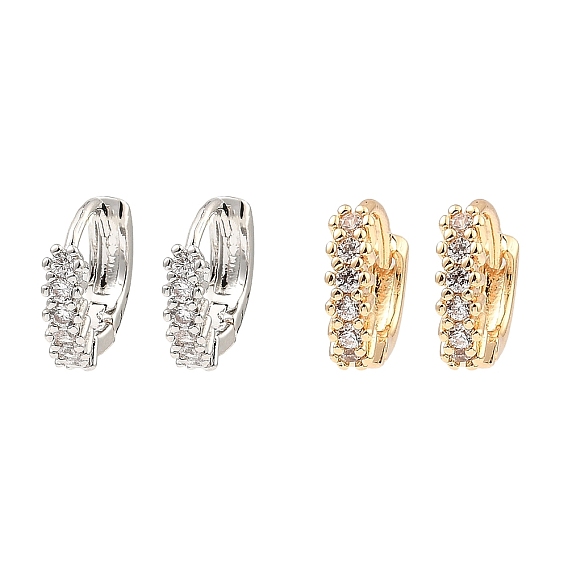 Серьги-кольца из латуни с микропаве из кубического циркония, кольцо