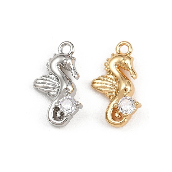 Латунные микро проложить кубического циркония прелести, морской конек