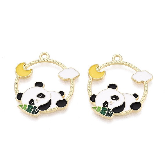 Подвески из эмали и сплава, плоские круглые и панда-подвески, золотой свет