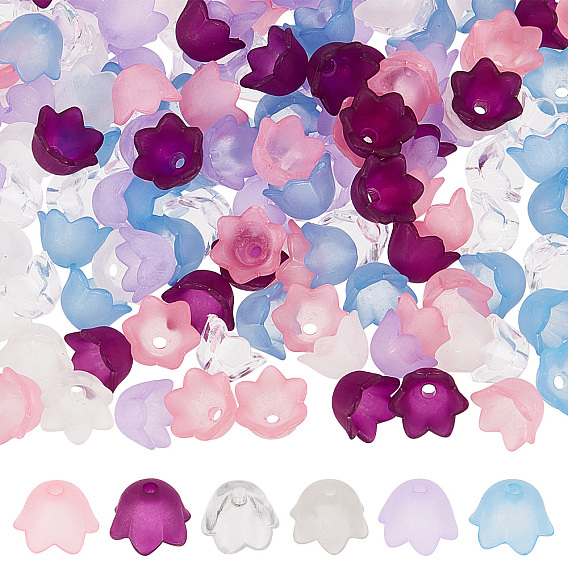 600шт 6 цвета прозрачные акриловые бусины и колпачки для бусин, для изготовления ювелирных изделий, ландыш и тюльпан