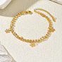 Summer Brass Double Layer Flower Charm Anklets for Women