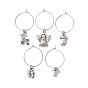 Alloy Wine Glass Charms, with Brass Hoop Earring Findings, Mixed Shapes