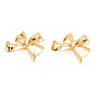 Rack Plating Brass Micro Pave Clear Cubic Zirconia Twister Clasps, Nickel Free, Bowknot