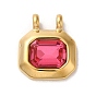 Glass Pendants, with 304 Stainless Steel Finding, Octagon Charms