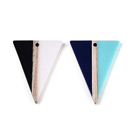 Кулоны из непрозрачной смолы и дерева, треугольные, два тона