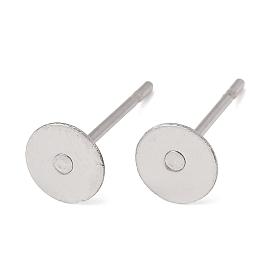 304 Stainless Steel Flat Round Blank Peg Stud Earring Findings, Earring Cabochon Setting Post Cup