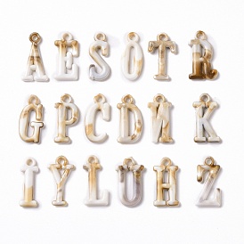 Acrylic Pendants, Imitation Gemstone Style, Alphabet