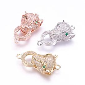 Brass Micro Pave Cubic Zirconia Links, Leopard