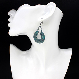 Minimalist Vintage Carved Geometric Earrings Pendant Set for Women