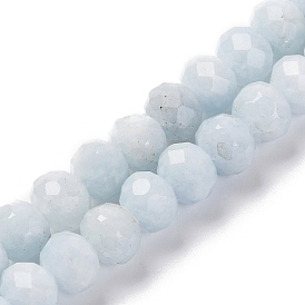 Natural Aquamarine Beads Strands, Faceted, Rondelle