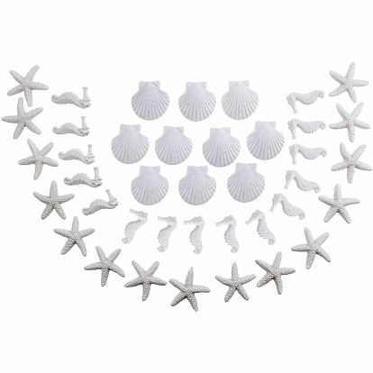 Opaque Resin Cabochons, Sea Horse & Starfish & Scallop & Octopus & Whale Shape