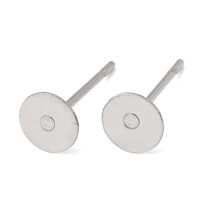 304 серьги-гвоздики из нержавеющей стали с плоскими круглыми заглушками, серьги кабошон