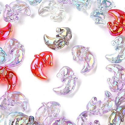 Уф-покрытие прозрачные акриловые бусины, радужный, луна в ночном колпаке