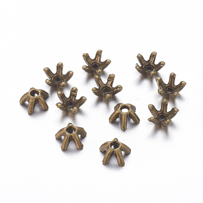 5-Petal Tibetan Style Alloy Bead Caps, Cadmium Free & Nickel Free & Lead Free, Star