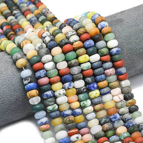 Природные смешанные камень бисер пряди, матовые, рондель, смешанные окрашенные и неокрашенные