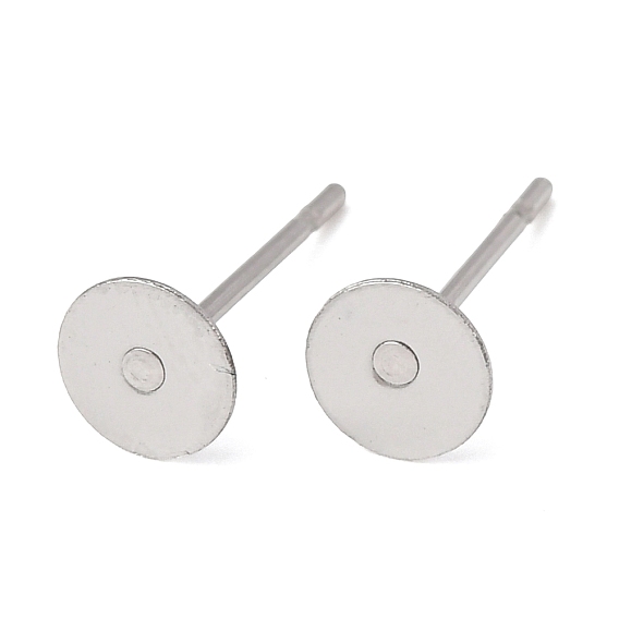 304 серьги-гвоздики из нержавеющей стали с плоскими круглыми заглушками, серьги кабошон