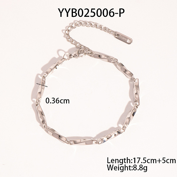 304 из нержавеющей стали цепи поворот ссылка браслеты для женщин, цвет нержавеющей стали