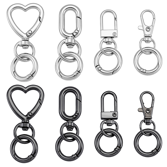 8Подвесные украшения из сплава шт., с поворотными застежками из сплава и пружинными застежками, разнообразные