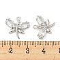 Brass Micro Pave Cubic Zirconia Pendants, Long-Lasting Plated, Butterfly